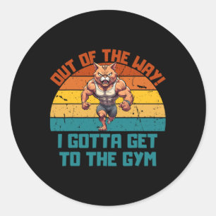 Bodybuilding Cat Weight Lifting For Men Women Classic Round Sticker