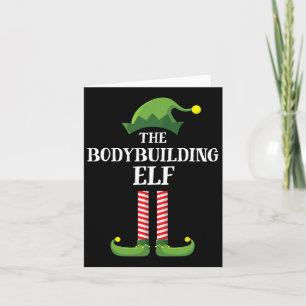 Bodybuilding Elf Matching Family Group Christmas P Card