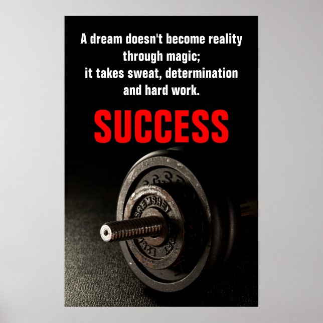 Bodybuilding Fitness Inspirational Success Dumbell Poster (Front)