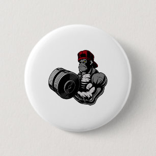 Bodybuilding Gorilla Gym Strength Training Workout 6 Cm Round Badge