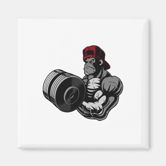 Bodybuilding Gorilla Workout Gym Strength Training Magnet (Front)