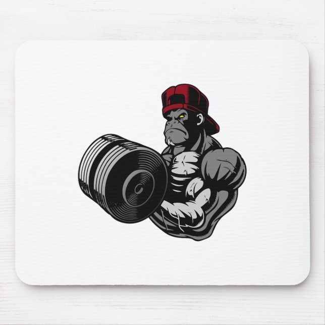 Bodybuilding Gorilla Workout Gym Strength Training Mouse Mat (Front)