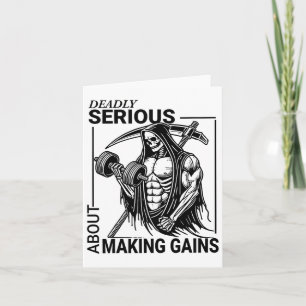 Bodybuilding Grim Reaper Skeleton Gym Gains Motiva Card