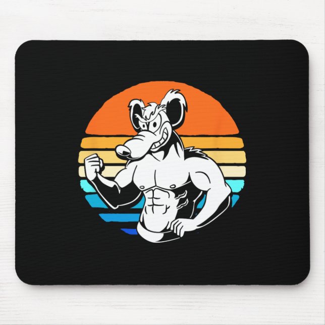 Bodybuilding Gym Lover Retro Gym Rat  Mouse Mat (Front)