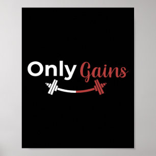Bodybuilding Gym Only Gains Funny Lifting Workout  Poster