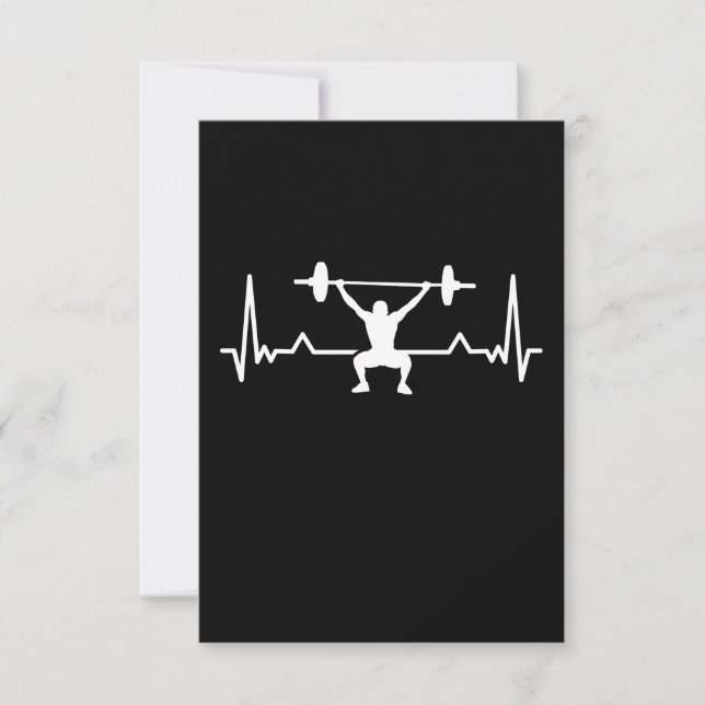 Bodybuilding Heartbeat Line Funny Gift Thank You Card (Front)