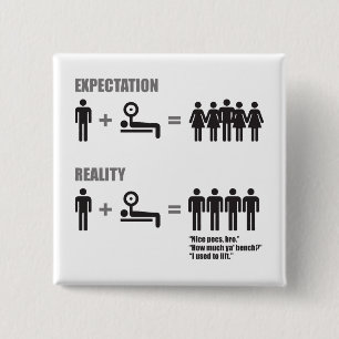 Bodybuilding Humor - Expectation vs Reality 15 Cm Square Badge