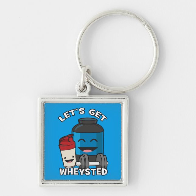 Bodybuilding Humour - Let's Get Wheysted Key Ring (Front)