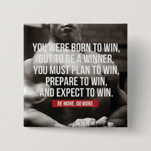 Bodybuilding Inspiration - Born To Win - Workout 15 Cm Square Badge