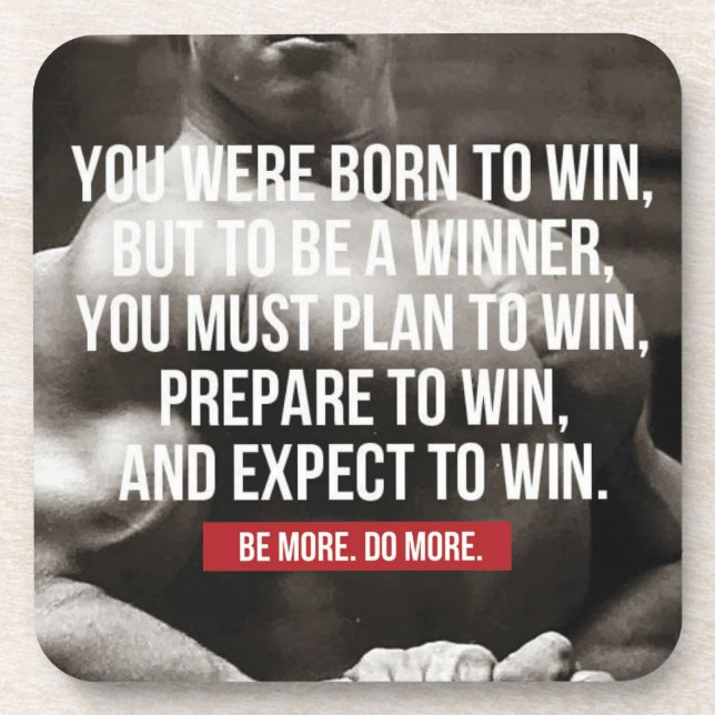 Bodybuilding Inspiration - Born To Win - Workout Coaster (Front)
