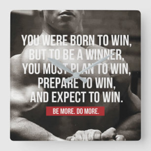Bodybuilding Inspiration - Born To Win - Workout Square Wall Clock