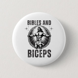 Bodybuilding Jesus Fitness Bibles And Biceps Funny 6 Cm Round Badge