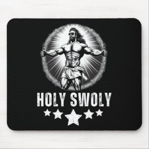 Bodybuilding Jesus Fitness Holy Swoly Funny Gym 1 Mouse Mat
