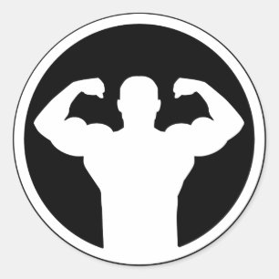 Bodybuilding logo classic round sticker