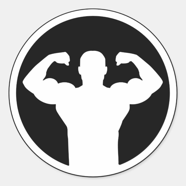 Bodybuilding logo classic round sticker (Front)