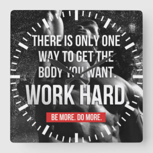 Bodybuilding Motivation Square Wall Clock