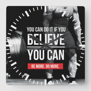 Bodybuilding Motivational Square Wall Clock