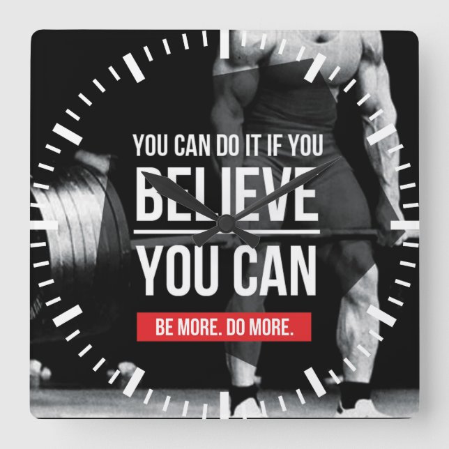 Bodybuilding Motivational Square Wall Clock (Front)
