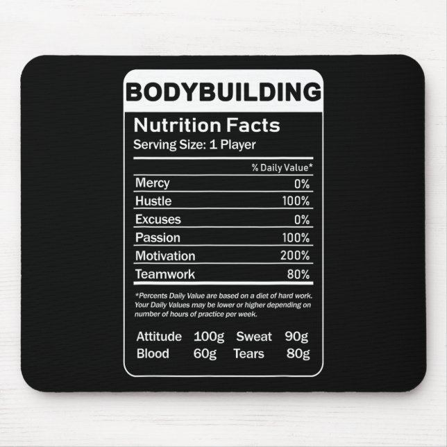 Bodybuilding Nutrition Facts  Mouse Mat (Front)