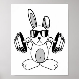 Bodybuilding Powerlifting Fitness Gym Rabbit - Squ Poster
