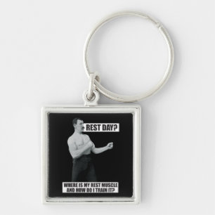 Bodybuilding - Rest Day - Funny Gym Humour Key Ring