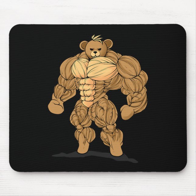 Bodybuilding Strength Sport Bear  Mouse Mat (Front)