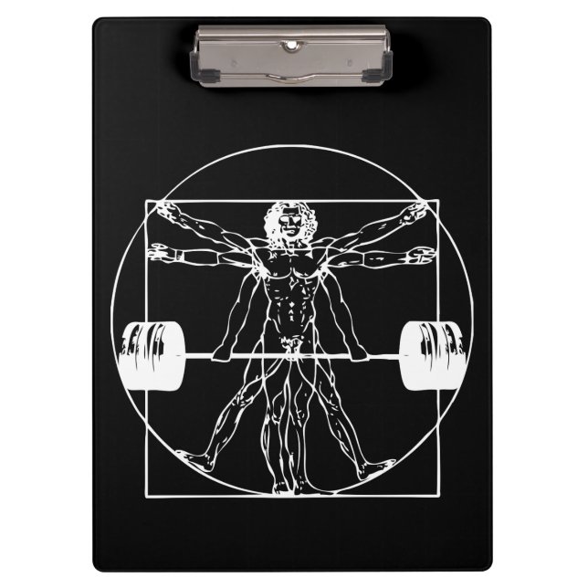 Bodybuilding - Vitruvian Barbell Man Clipboard (Front)