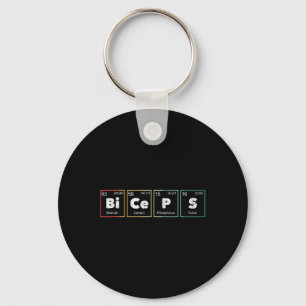 Bodybuilding Weightlifting Biceps Periodic Table E Key Ring