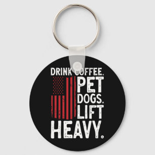 Bodybuilding Weightlifting Drink Coffee Pet Dogs L Key Ring
