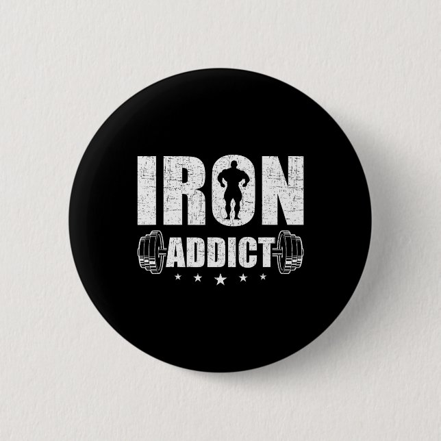 Bodybuilding Weightlifting Workout Gift Co. Iron A 6 Cm Round Badge (Front)