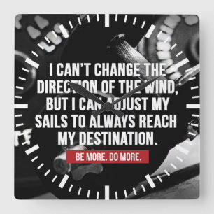 Bodybuilding Workout Motivational Words Square Wall Clock