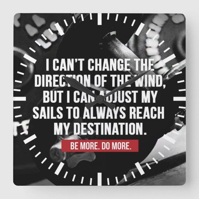 Bodybuilding Workout Motivational Words Square Wall Clock (Front)