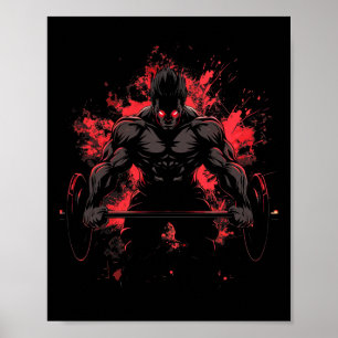 Bodybuilding Workout Muscle Powerlifting Anime Men Poster