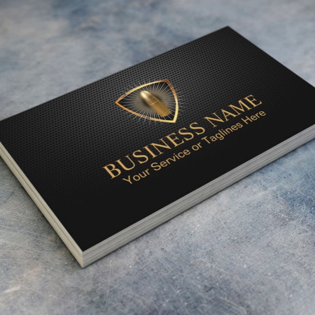 Bodyguard Bouncer Gold Bullet Dark Metal Security Business Card (Creator Uploaded)