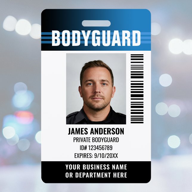 Bodyguard Security Guard ID Photo Logo Blue Custom ID Badge (Creator Uploaded)