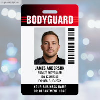 Bodyguard Security Guard ID Photo Logo Red Custom
