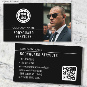 Bodyguard Services Modern Photo Logo QR Code Business Card