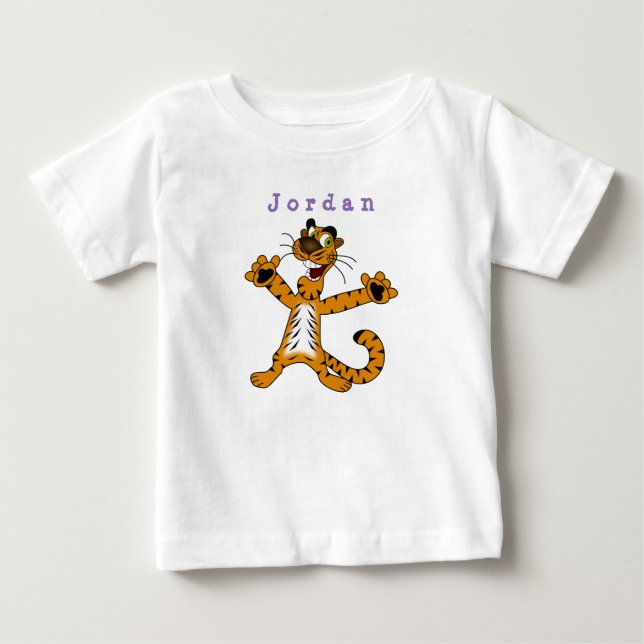 bodysuit funny , cat tiger . baby bodysuit (Front)