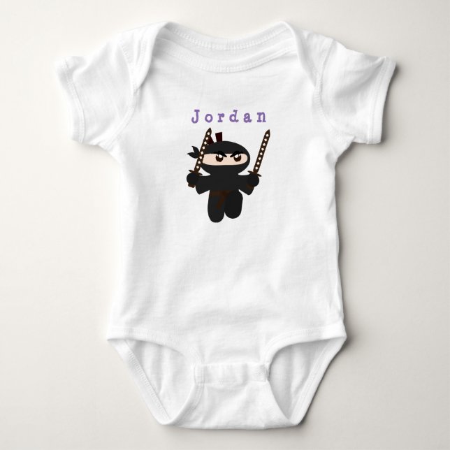 bodysuit funny , ninja 01 . baby bodysuit (Front)
