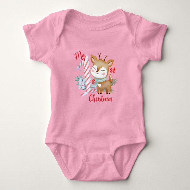 Bodysuits with illustration of a baby deer. (Front)