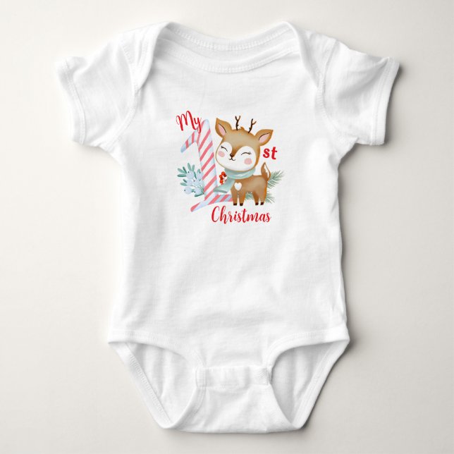 Bodysuits with illustration of a baby deer. (Front)