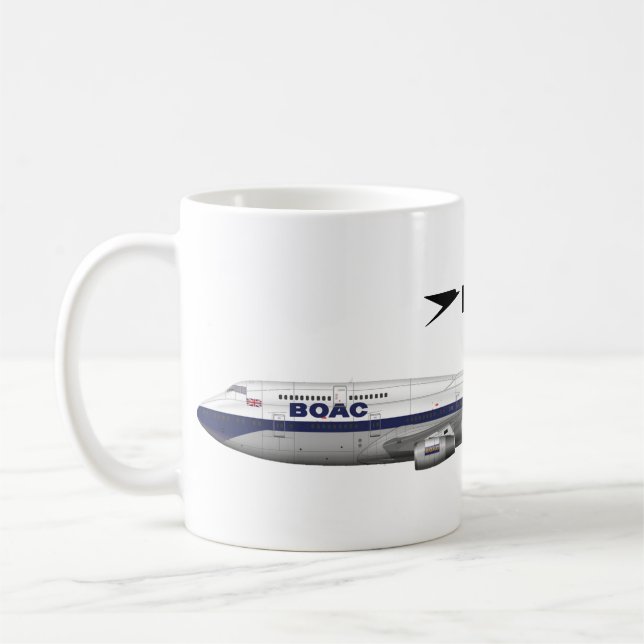 Boeing 747-400 British Airways BOAC Retro Aviation Coffee Mug (Left)