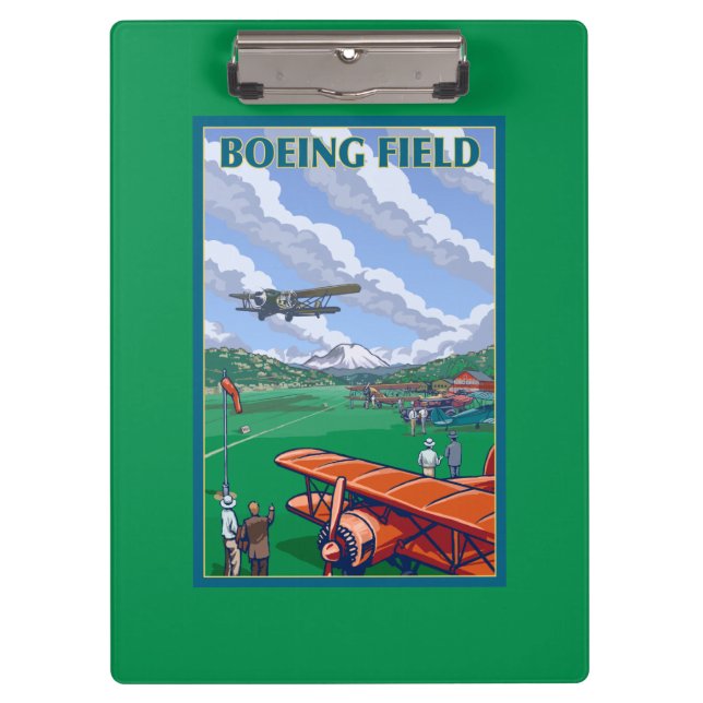Boeing Field Vintage Travel Poster Clipboard (Front)