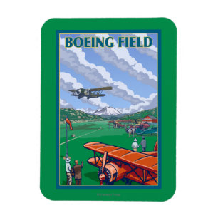 Boeing Field Vintage Travel Poster Magnet