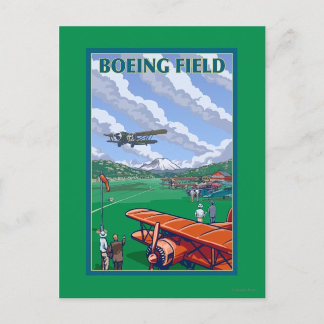 Boeing Field Vintage Travel Poster Postcard (Front)