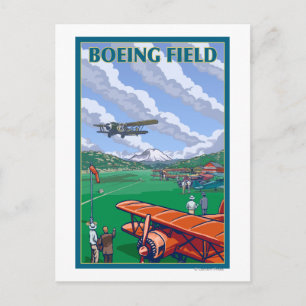 Boeing Field Vintage Travel Poster Postcard