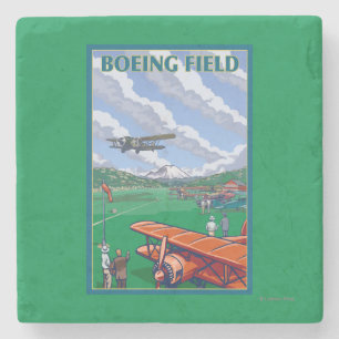 Boeing Field Vintage Travel Poster Stone Coaster