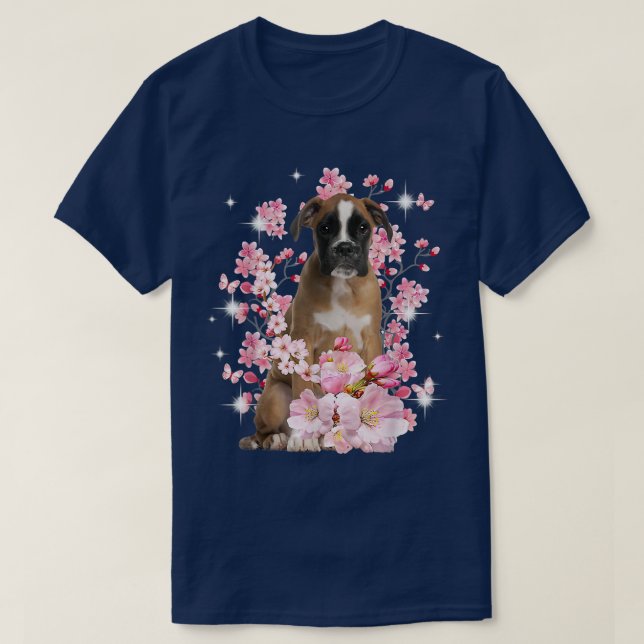 Boer Dog Japanese Cherry Blossom Sakura Flower  T-Shirt (Design Front)