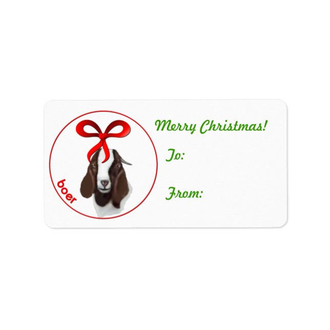 Boer Goat Christmas Gift Tag Sticker (Front)