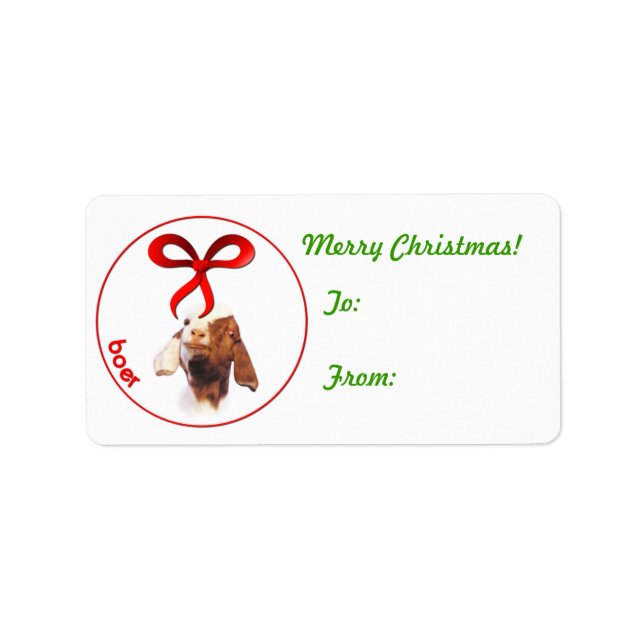 Boer Goat Christmas Gift Tag Sticker (Front)